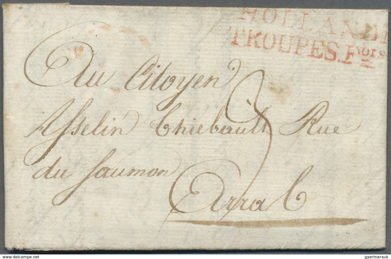 Br Niederlande - Französische Armeepost: 1801, "HOLLANDE TROUPES F.OISES", Double Line In Red On Folded - ...-1850 Voorfilatelie