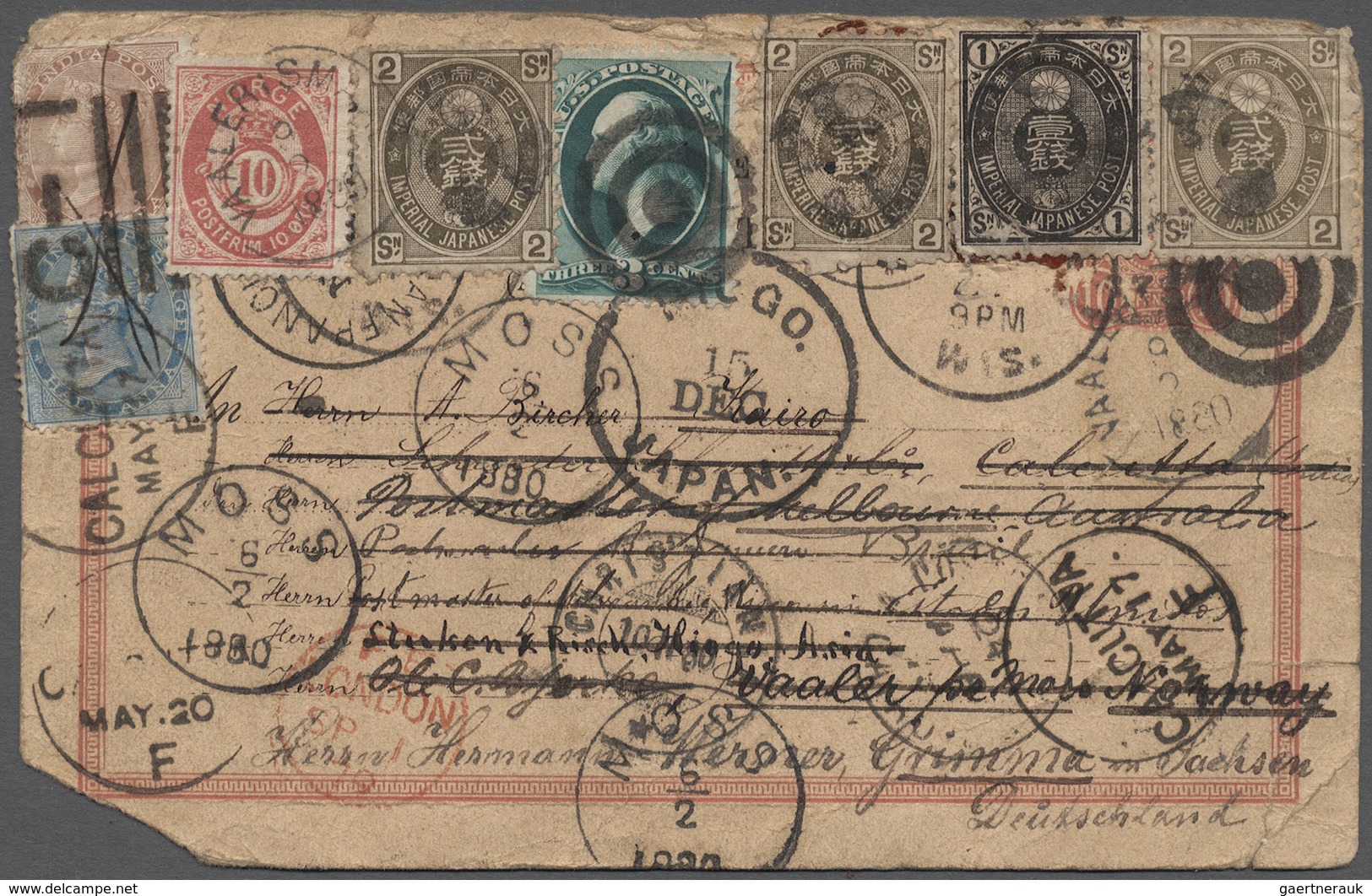 GA Norwegen: 1879/80: Norway, 10 Ø. Used "VAALERISMA 6/2 1880" On Round-the-world-card, East/ Irregular - Neufs