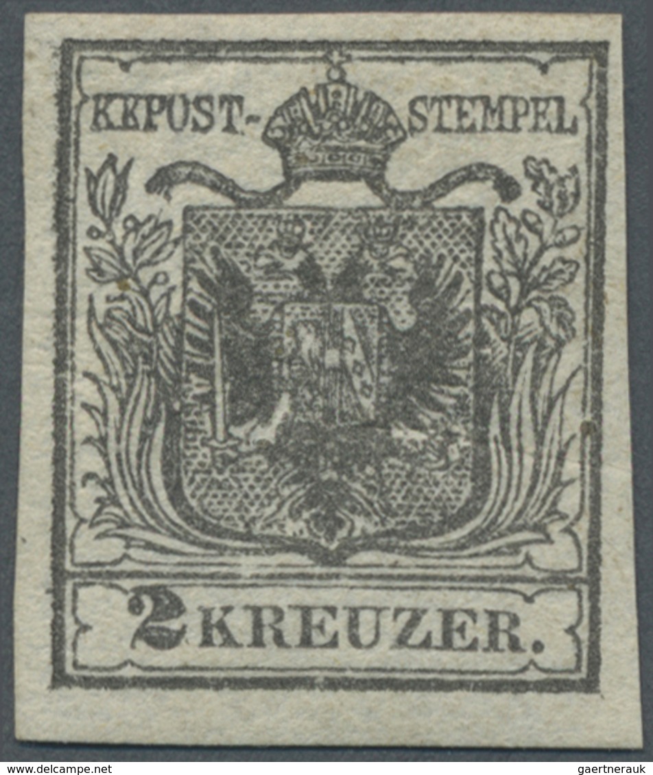* Österreich: 1850/54: 2 Kreuzer Grauschwarz, Handpapier Type I A, Ungebraucht. Laut Dr. Ferchenbauer: - Neufs