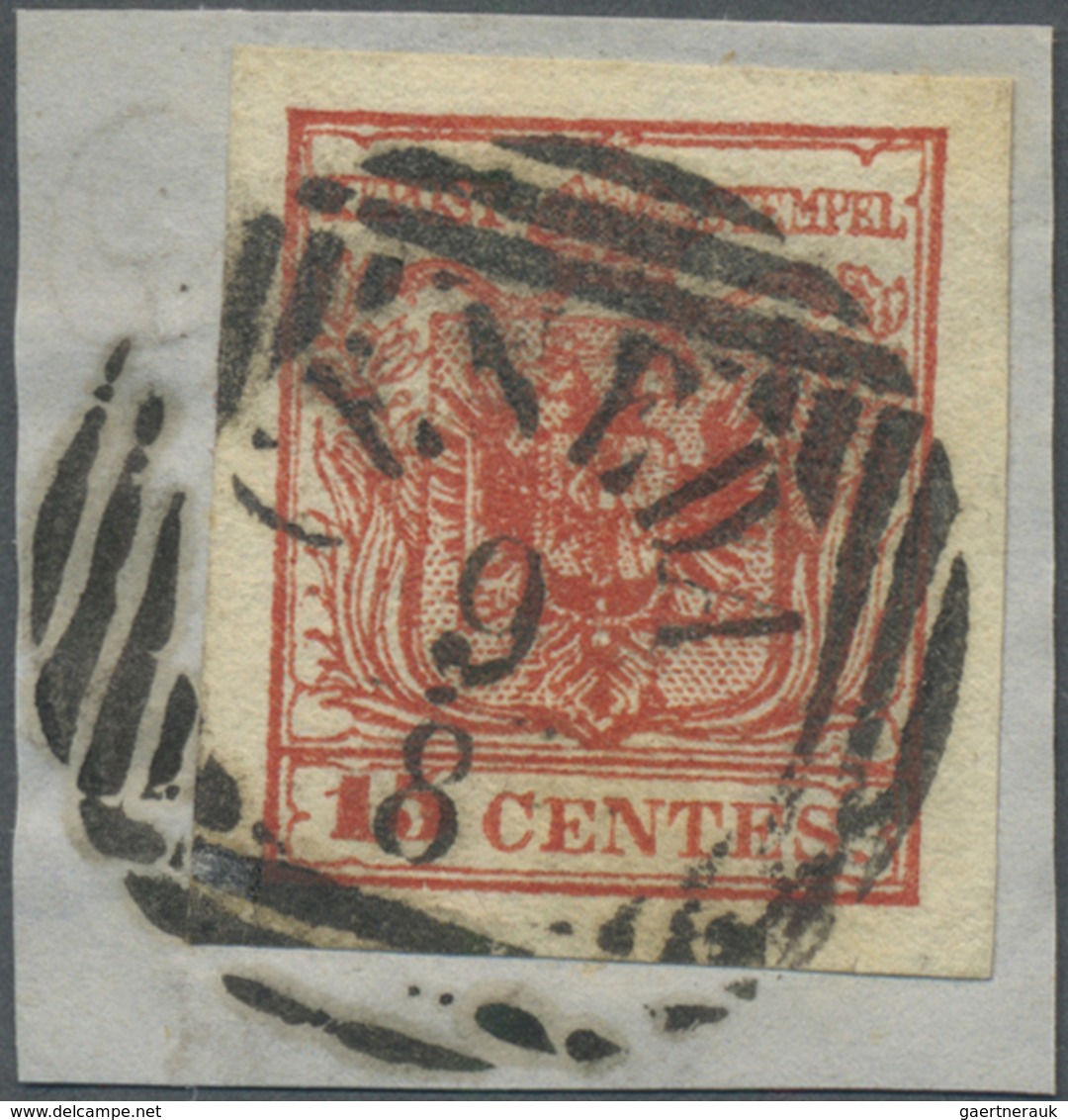 Brfst Österreich: 1850, 10 C Tiefkarmin Mit Schraffen-Rundstempel "CENEDA" (Müller 69b) Entwertet, Rundum - Unused Stamps