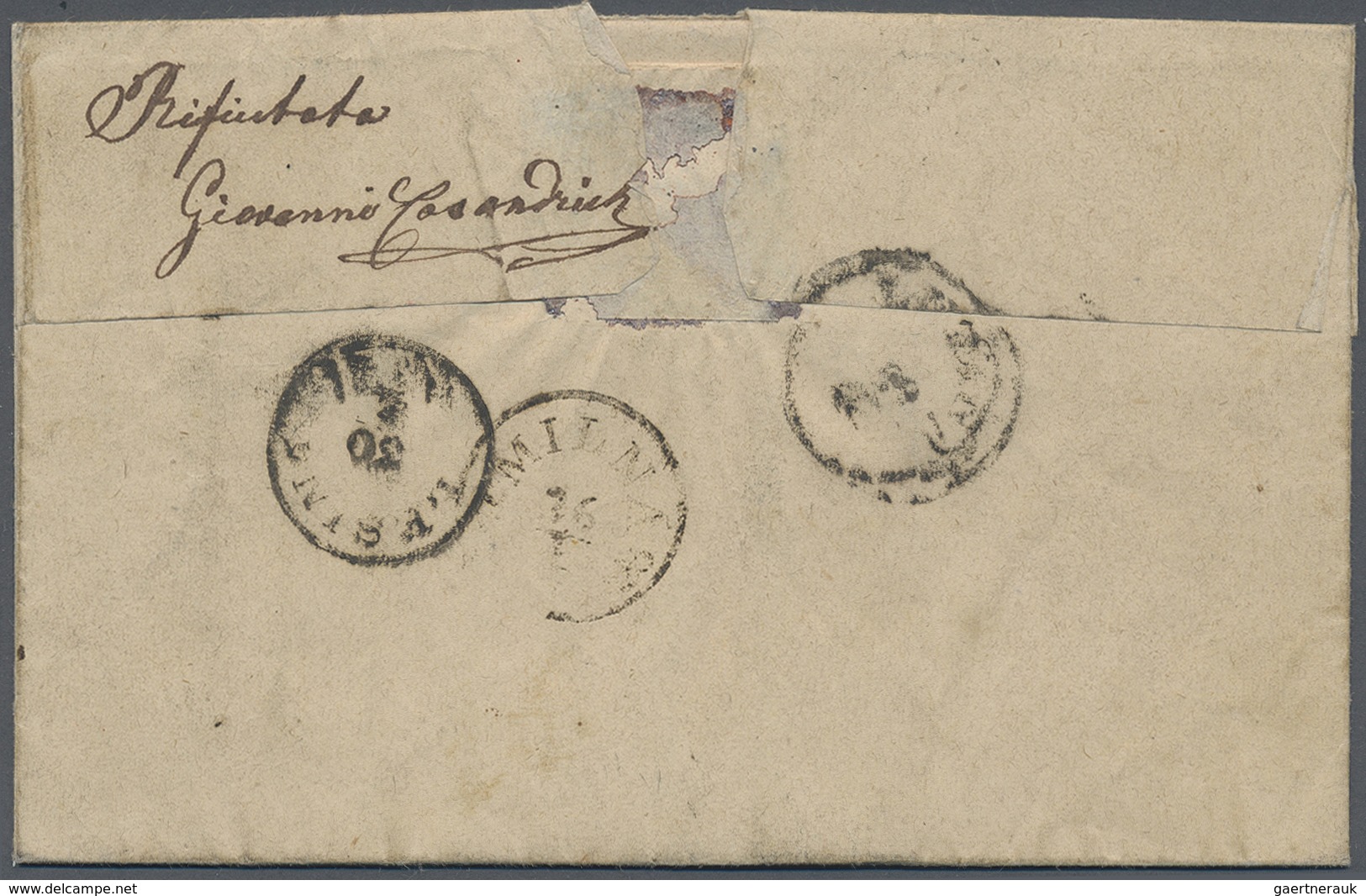 Br Österreich: 1857, Unfrankierter Faltbrief Am 8.4. Von MILNA Nach LESINA Und Zurück, Der Empfänger Ve - Unused Stamps