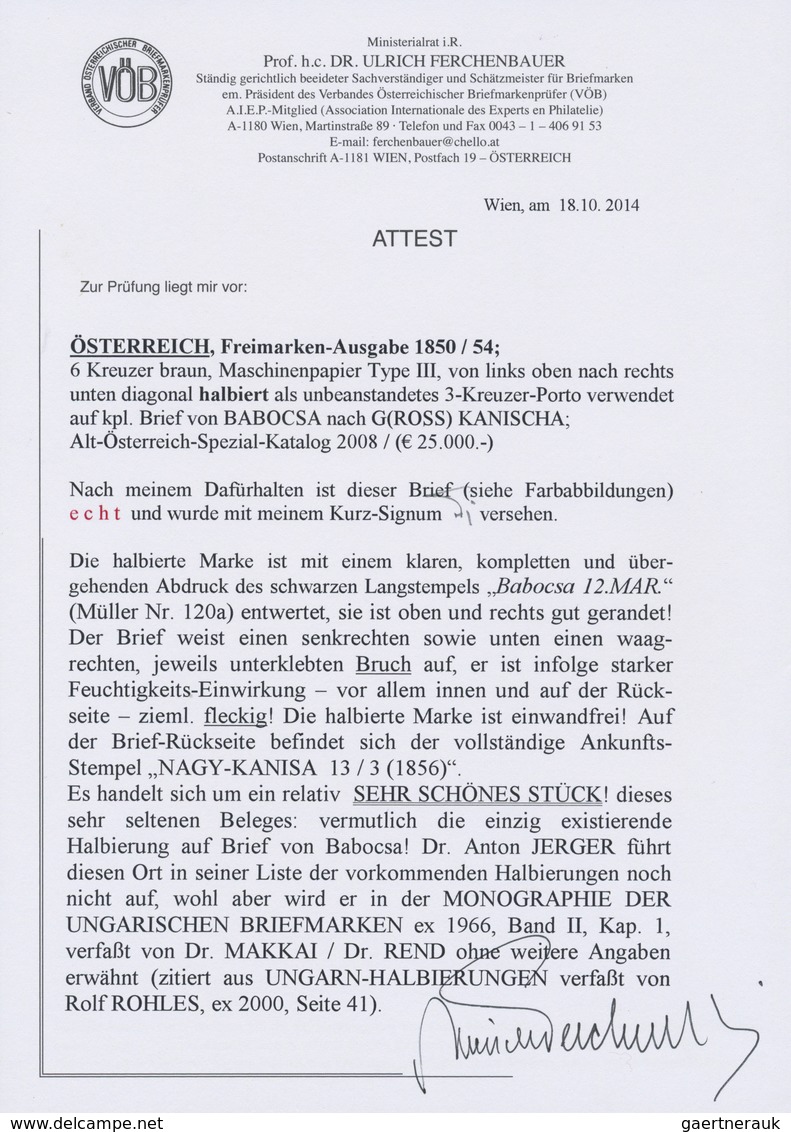 Br Österreich: 1850: 6 Kreuzer Braun, Maschinenpapier Type III, Von Links Oben Nach Rechts Unten Diagon - Neufs