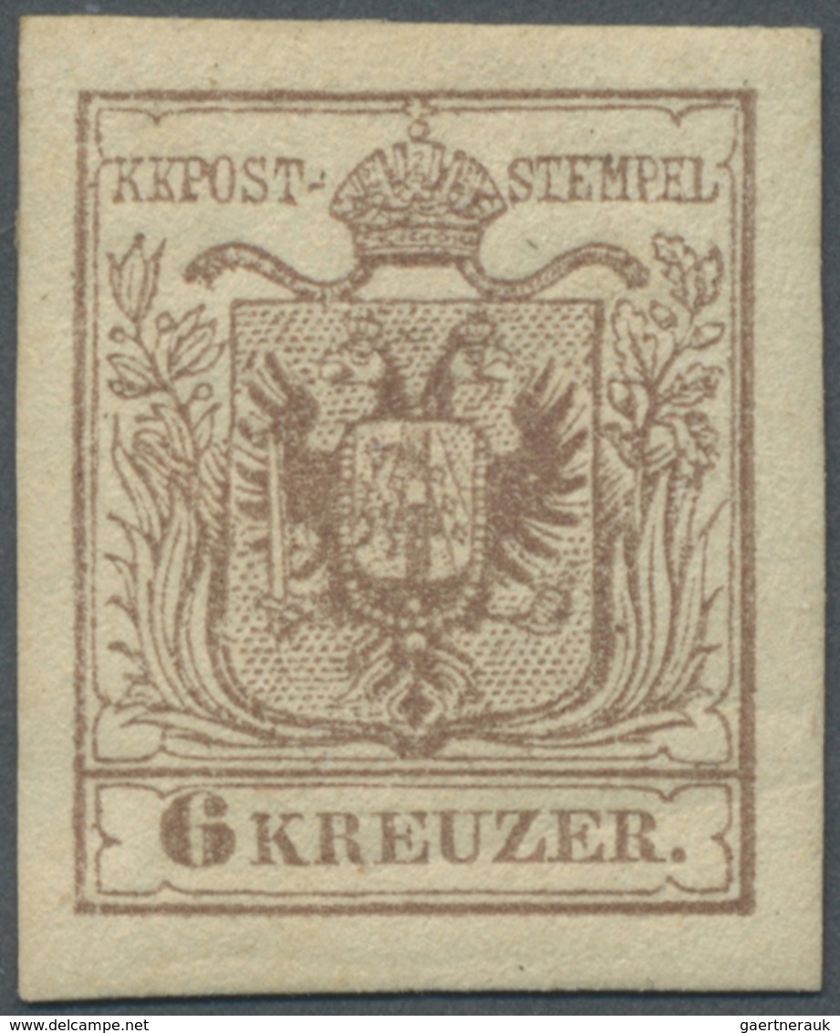 * Österreich: 1850/54: 6 Kreuzer Rosabraun, Maschinenpapier Type III, Ungebraucht. Laut Dr. Ferchenbau - Neufs