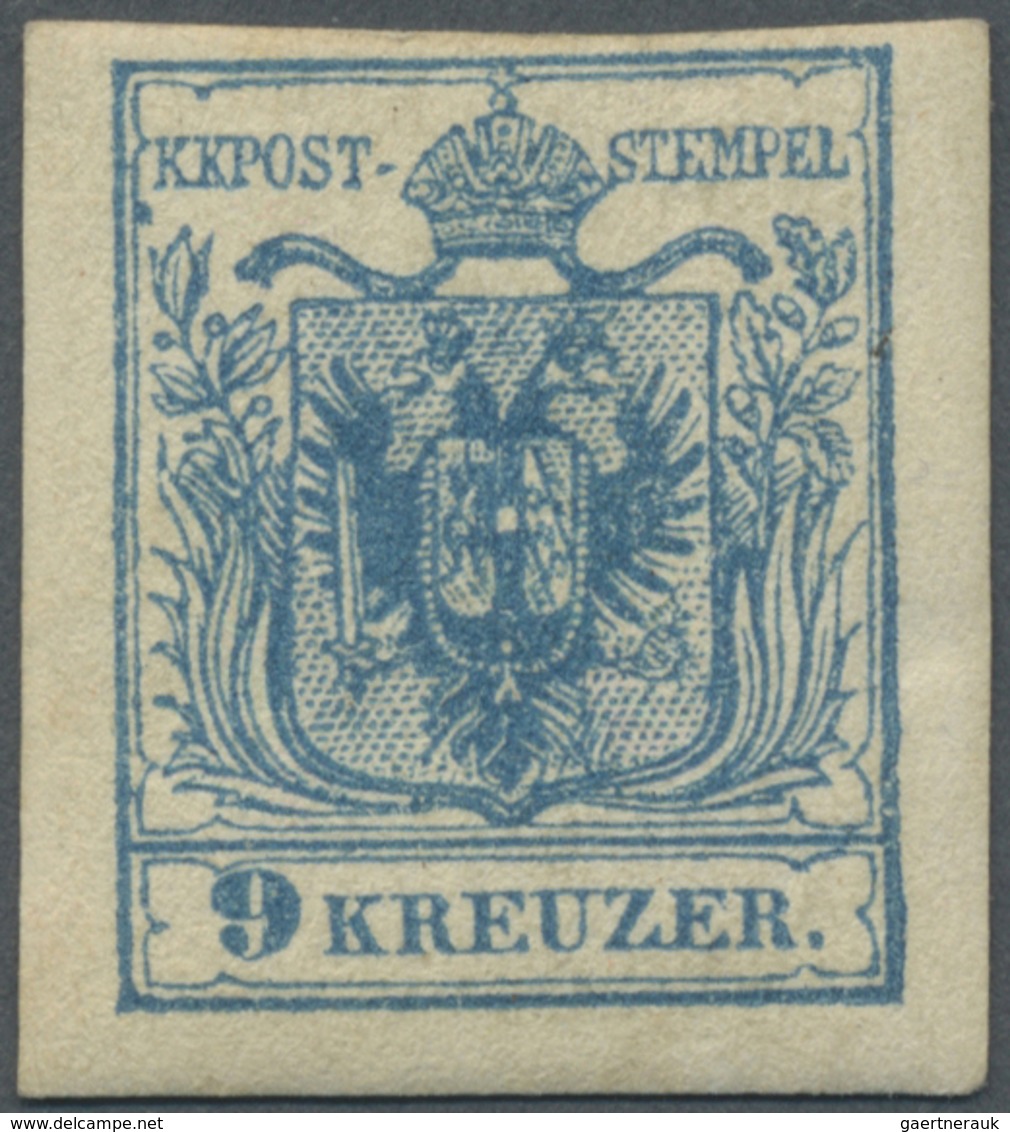 * Österreich: 1850/54: 9 Kreuzer Blau, Maschinenpapier Type III A, Mit Dem Für Diese Type Charakterist - Neufs