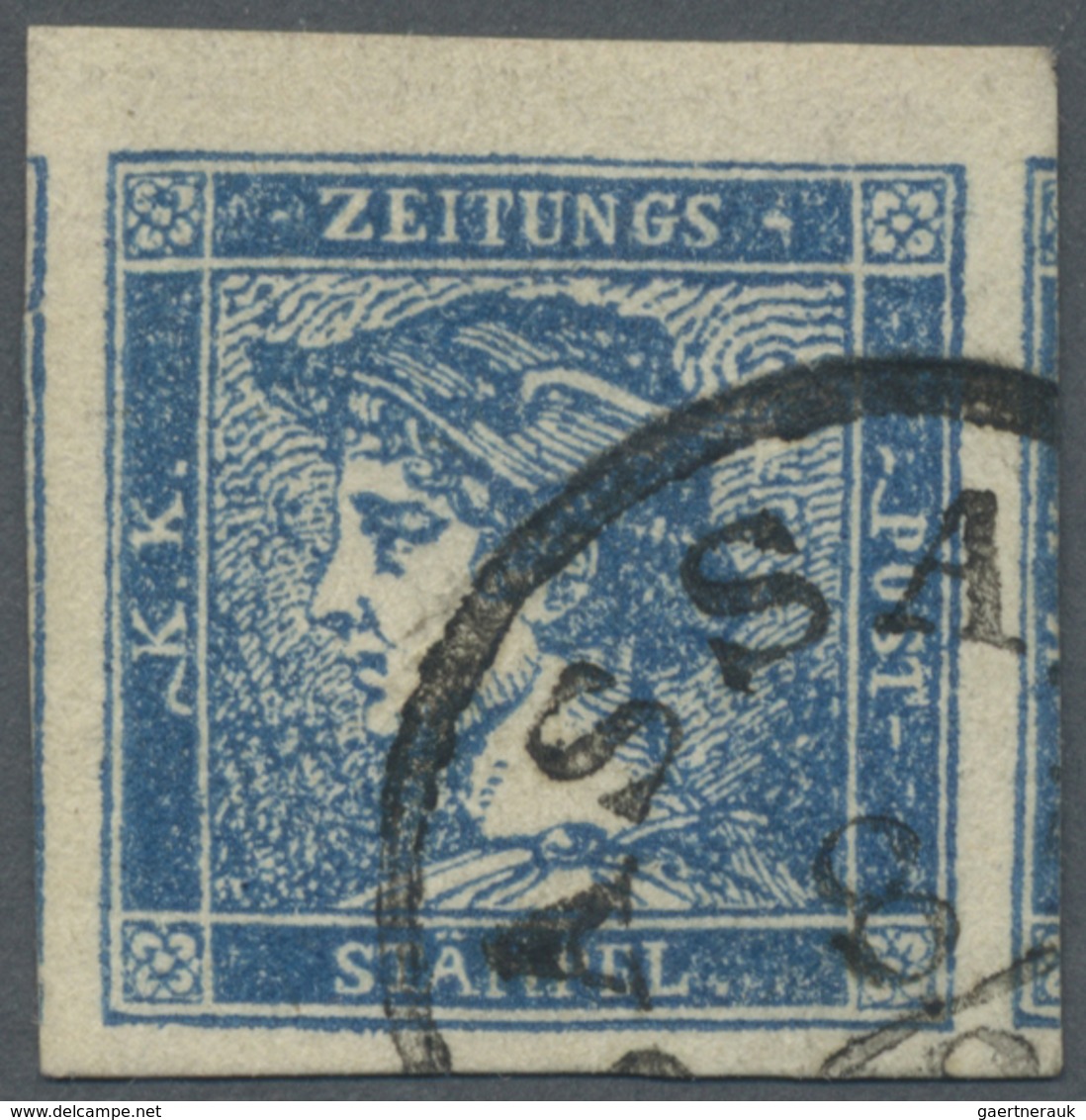 O Österreich: 1851, Zeitungsmarke (0,6 Kr / 3 C) Blau, Sauber Gestempelt, Luxus. - Ungebraucht