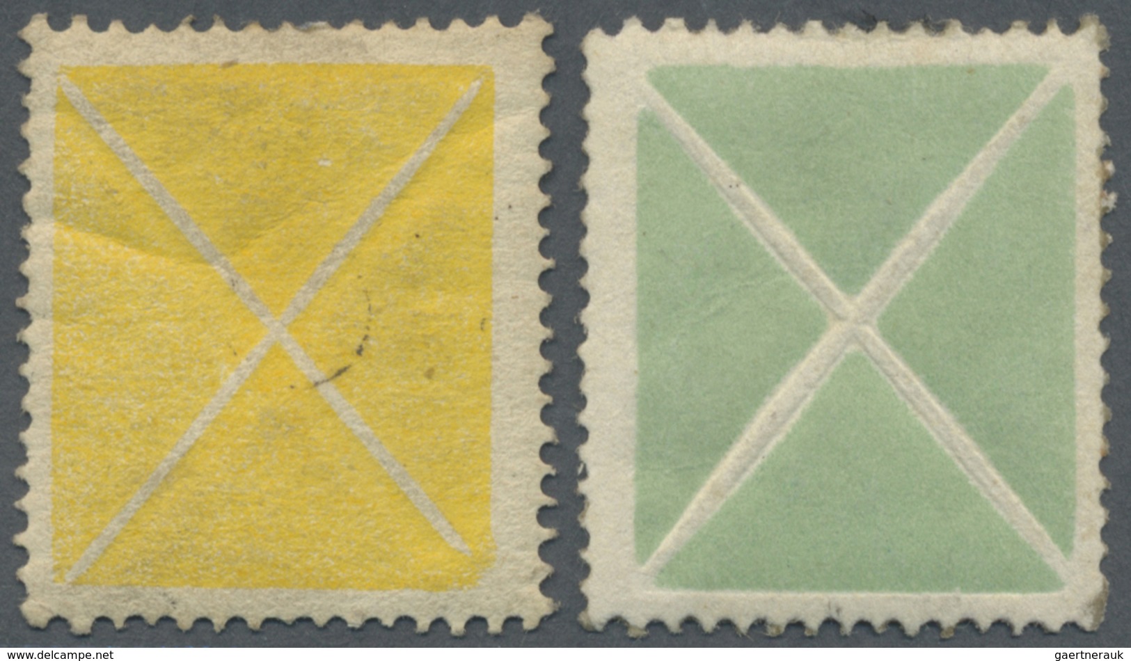 * Österreich: 1858, Kleines Andreaskreuz In Gelb Und Grün, Farbfrisch, Ungebraucht Mit Großen Teilen D - Unused Stamps