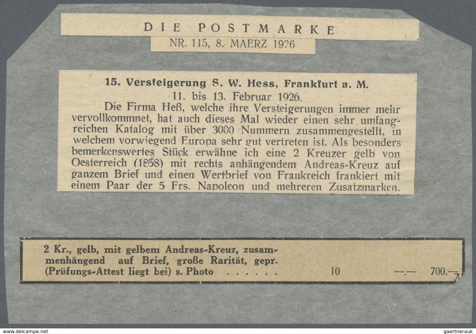 Br Österreich: 1858/59: 2 Kreuzer Gelb, Type II, Mit Kleinem Gelben Andreas-Kreuz Auf Kompletter Drucks - Neufs