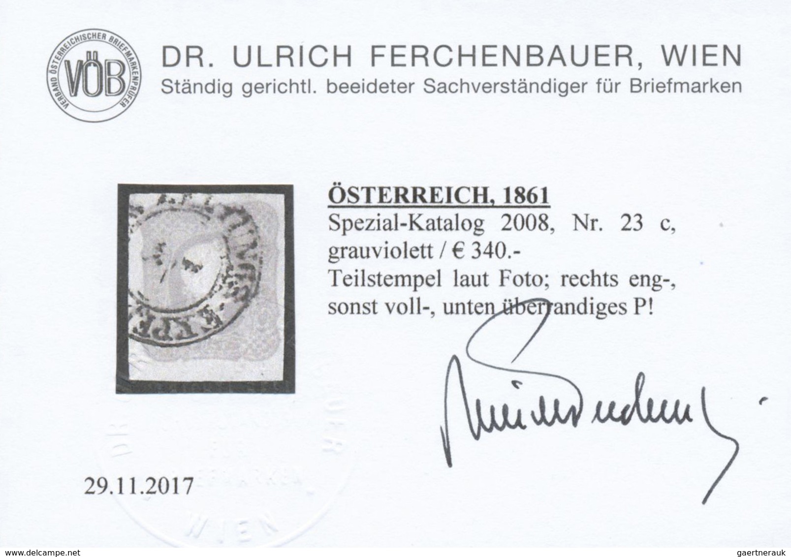 O Österreich: 1861, 1.05 Kr. Grauviolett, Farbfrisch, Teilstempel Laut Foto. Rechts Eng-, Sonst Voll-, - Neufs