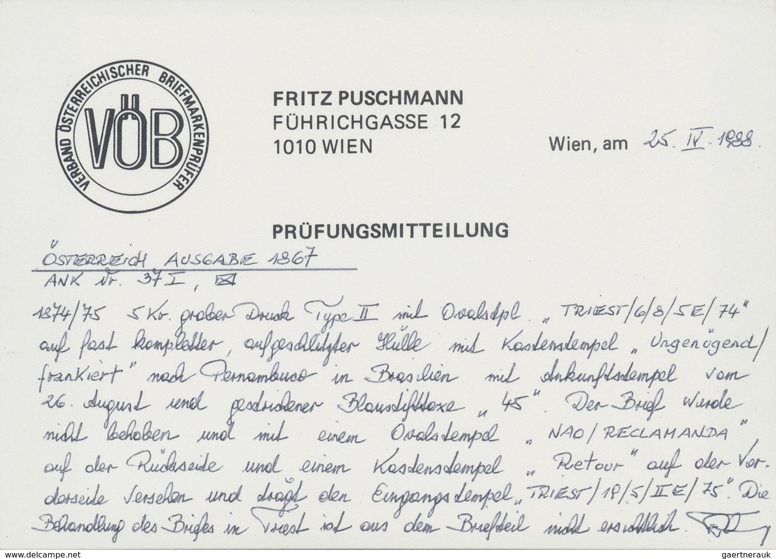 Br Österreich: 1874, 5 Kr Karmin Auf Brief (3-seitig Offen) Von Triest Via Deutschland England Nach Per - Neufs