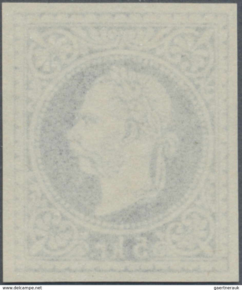 (*) Österreich: 1867, Kaiser Franz Joseph 5 Kreuzer UNGEZÄHNTER Einzel-Probedruck In Blau Statt Rot Auf - Neufs