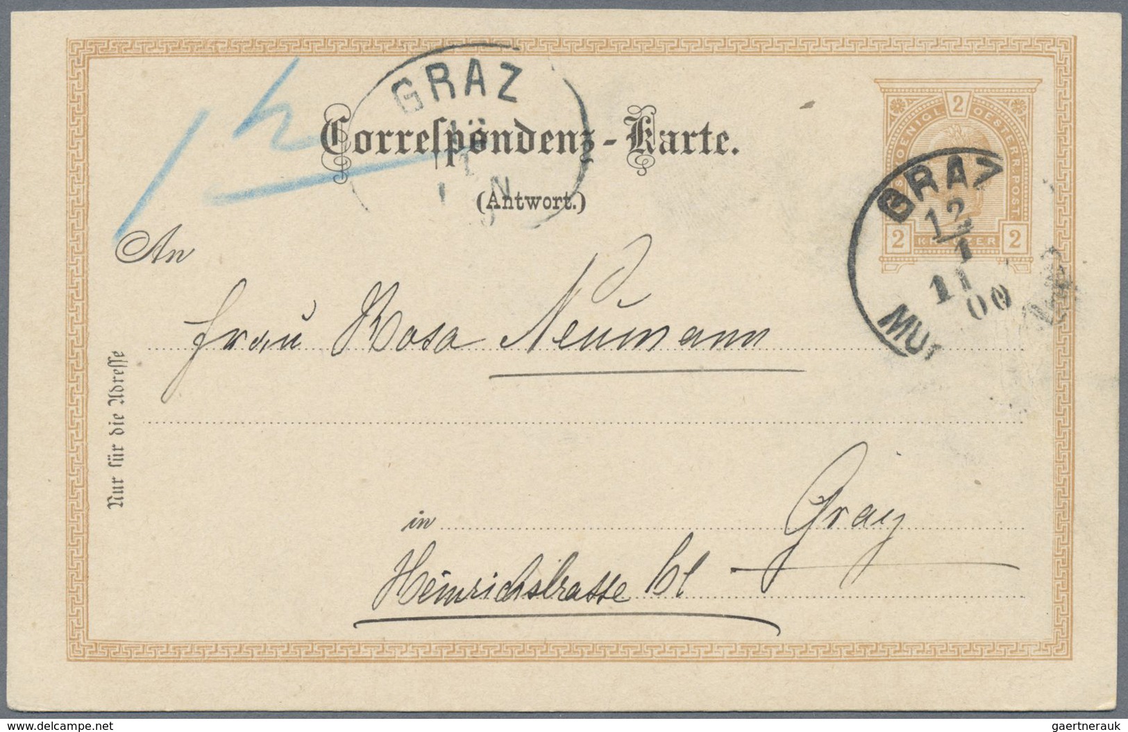 /GA Österreich: 1900, 5 Kreuzer Halbierung Auf Ansichtskarte In Linz, Nicht Anerkannt Und Mit 5 Kr NACHP - Neufs
