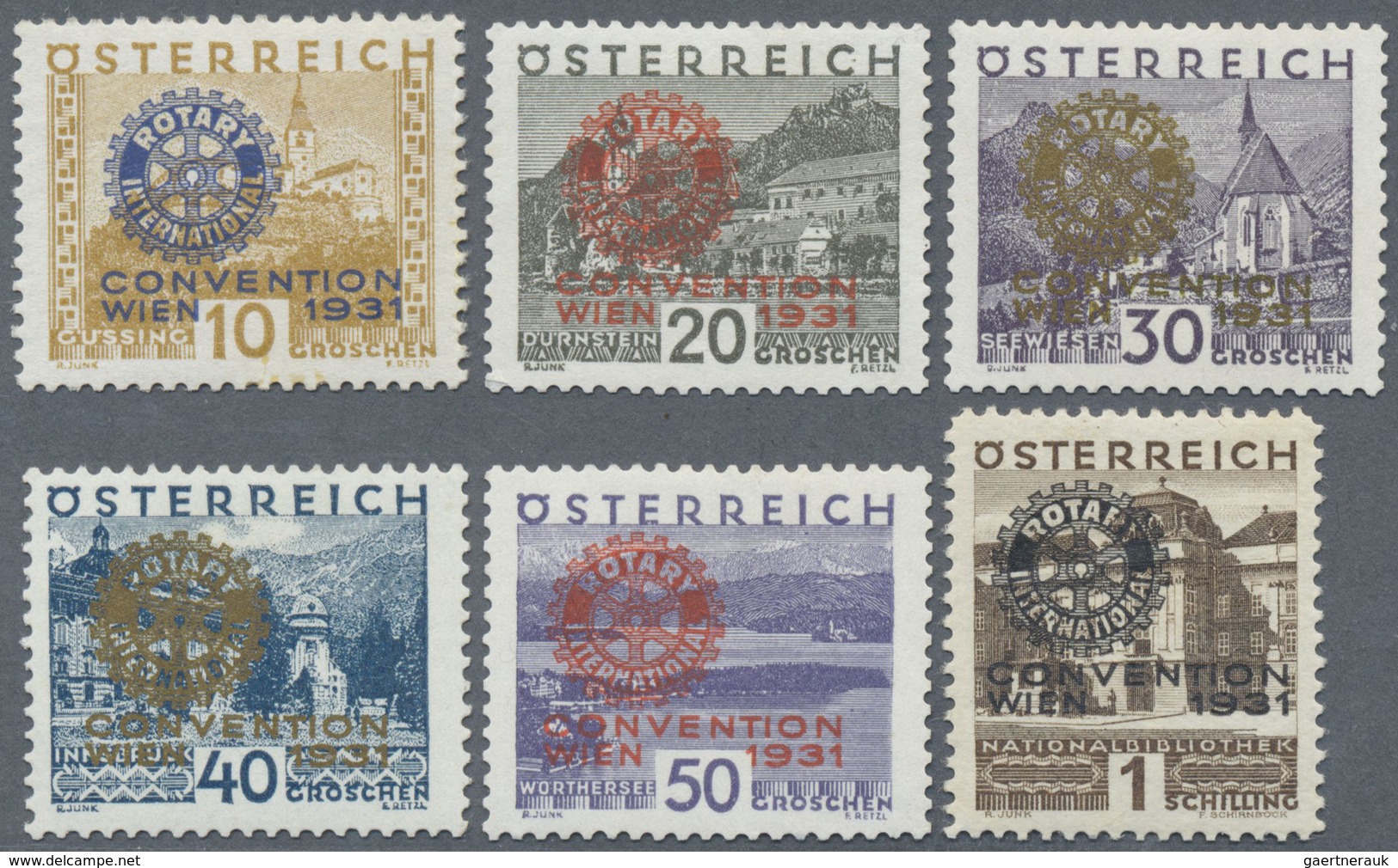 ** Österreich: 1931, "ROTARY CONVENTION WIEN 1931" Kompletter Postfrischer Luxus-Satz, Mi.650,- - Neufs