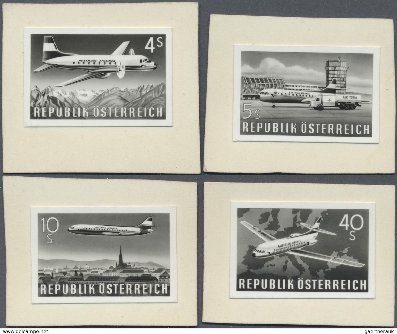 (*) Österreich: 1958, Austrian Airlines 4 S., Serie Von 4 Versch. S/w-Fotoessays Zu Einer Offenbar Gepla - Neufs