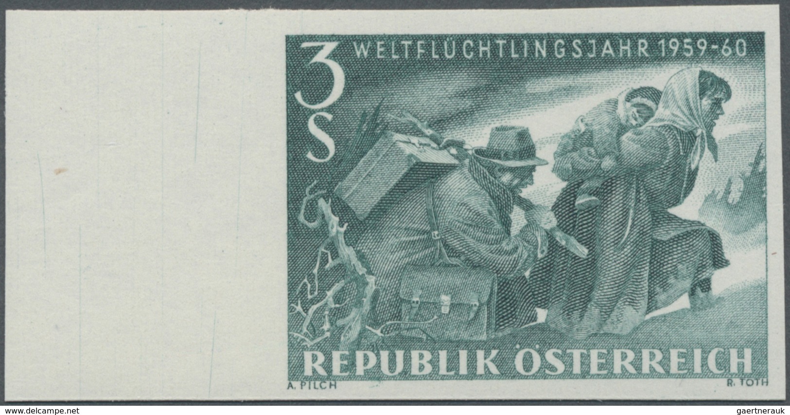 ** Österreich: 1960, 3 S. Weltflüchtlingsjahr Ungezähnt Vom Linken Bogenrand, Postfrisch. - Neufs