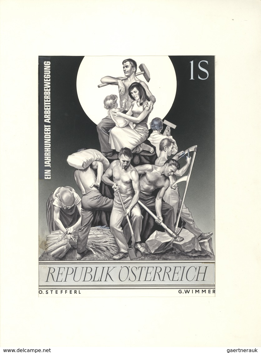 Österreich: 1964. Original Künstlergemälde Von Prof. Otto Stefferl Für Die Ausgabe "100 Jahre Arbeit - Neufs