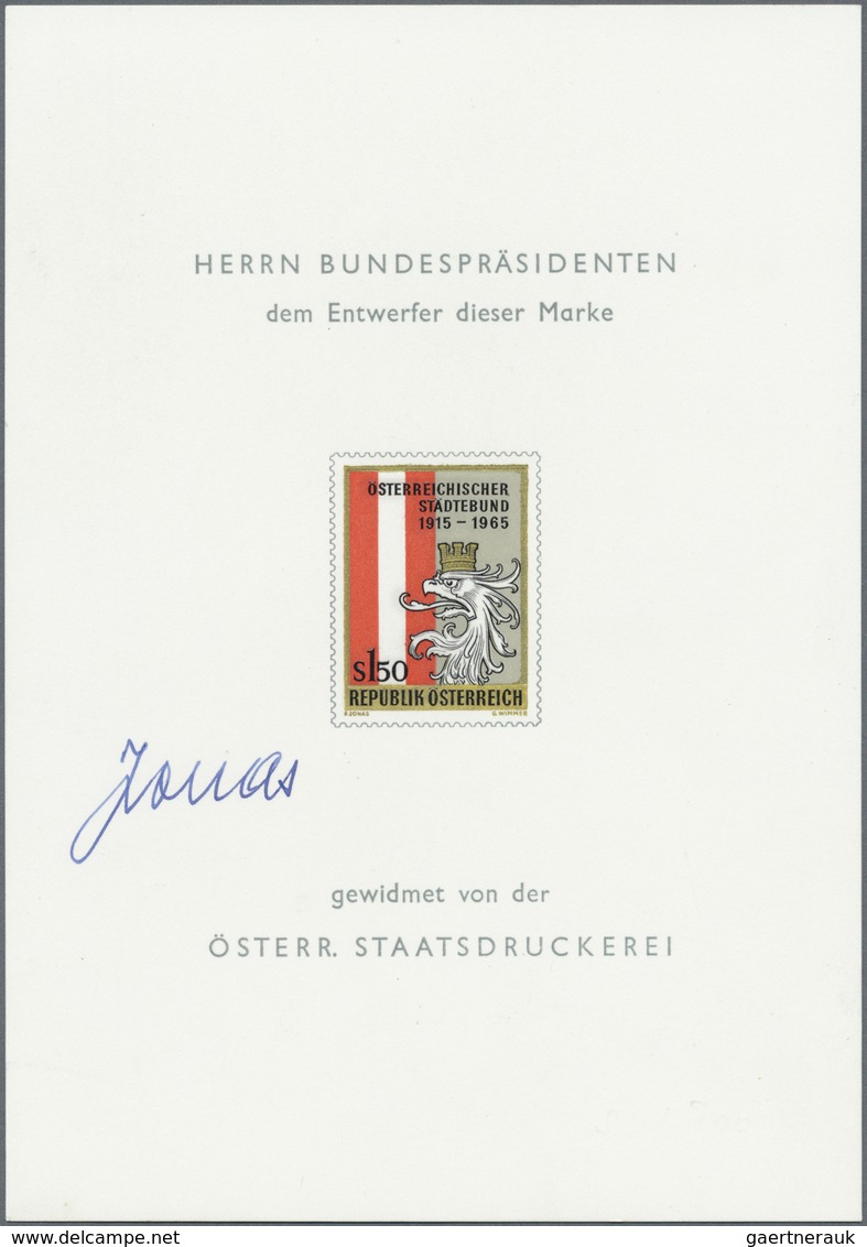 **/(*) Österreich: 1965, 50 J. Österr. Städtebund 1,50 S., In Blockform Mit Unterschrift Des Entwerfers Jon - Neufs