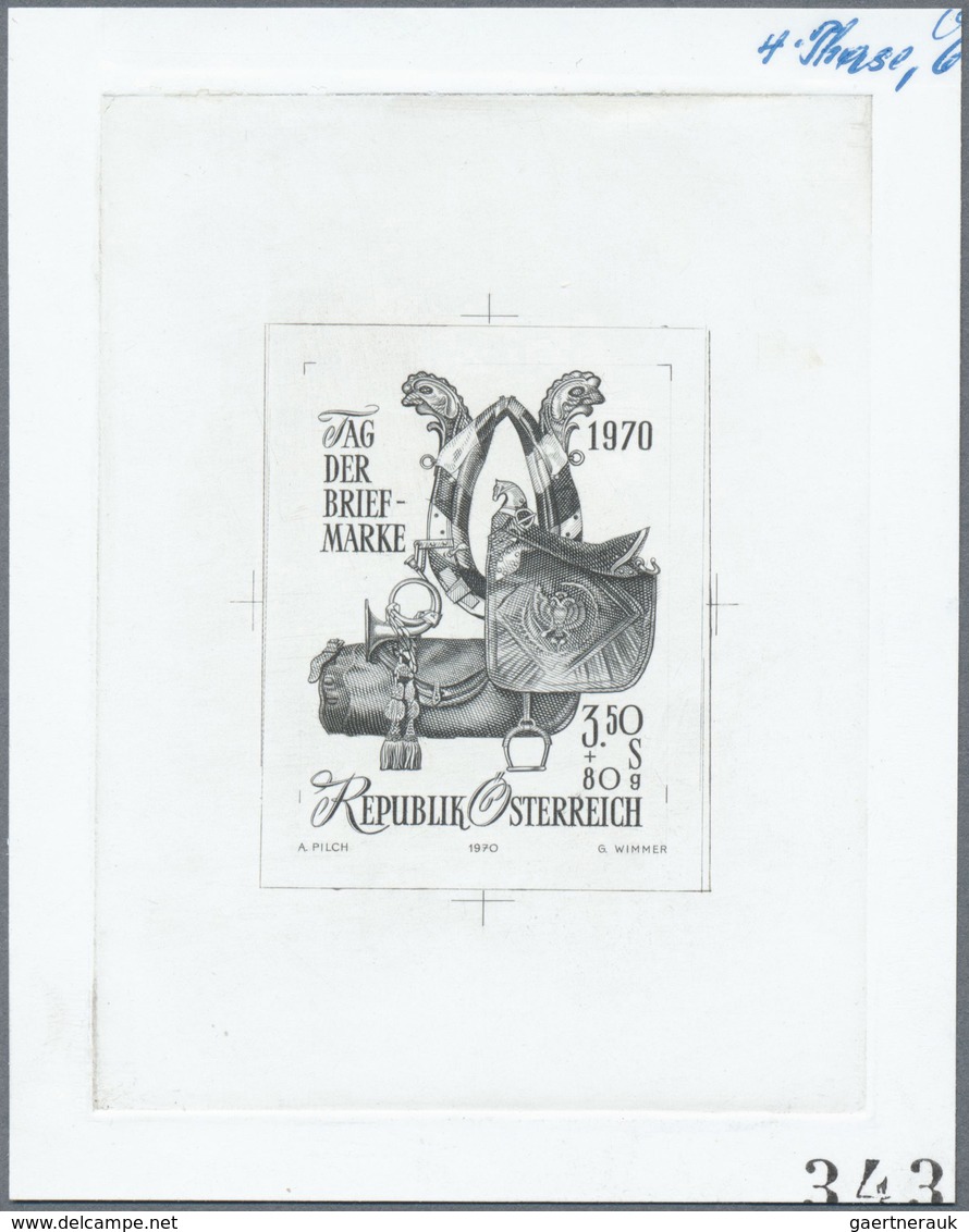 Österreich: 1970. Probedruck In Schwarz Für Marke "Tag Der Briefmarke", Bezeichnet Vs. U.a. Mit "4. - Neufs