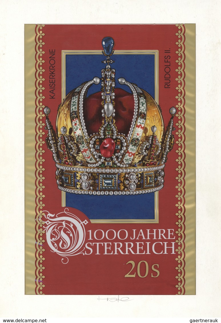 Österreich: 1996. Original Künstlergemälde Von Prof. Otto Stefferl Für Die Blockausgabe "1000 Jahre - Neufs