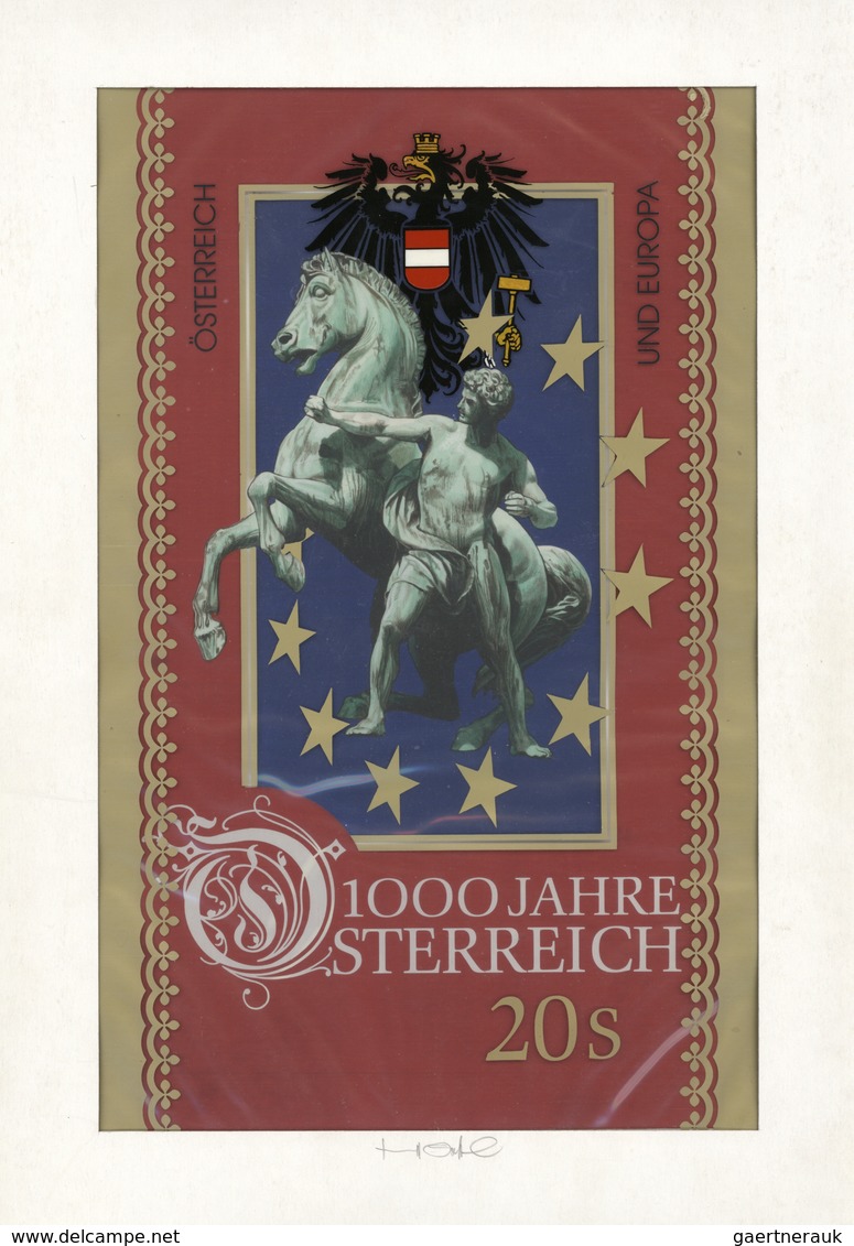 Österreich: 1996. Original Künstlergemälde Von Prof. Otto Stefferl Für Die Blockausgabe "1000 Jahre - Neufs