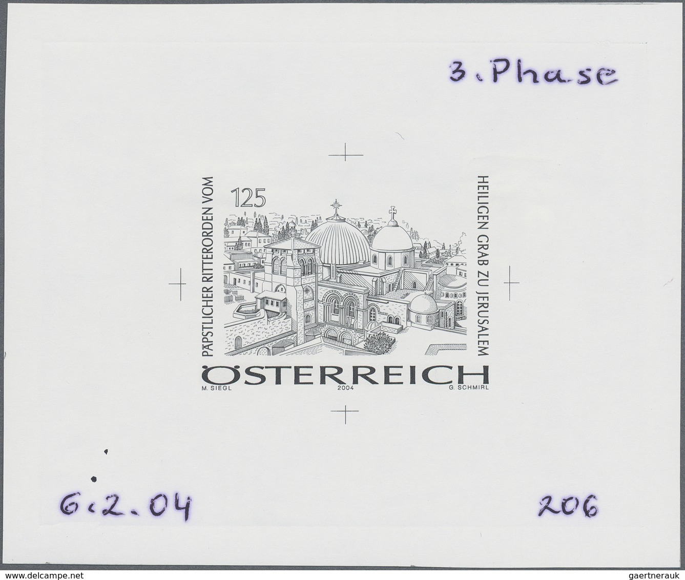 Österreich: 2004. Probedruck In Schwarz Für Marke "Päpstlicher Ritterprden", Bezeichnet Vs. U.a. Mit - Neufs