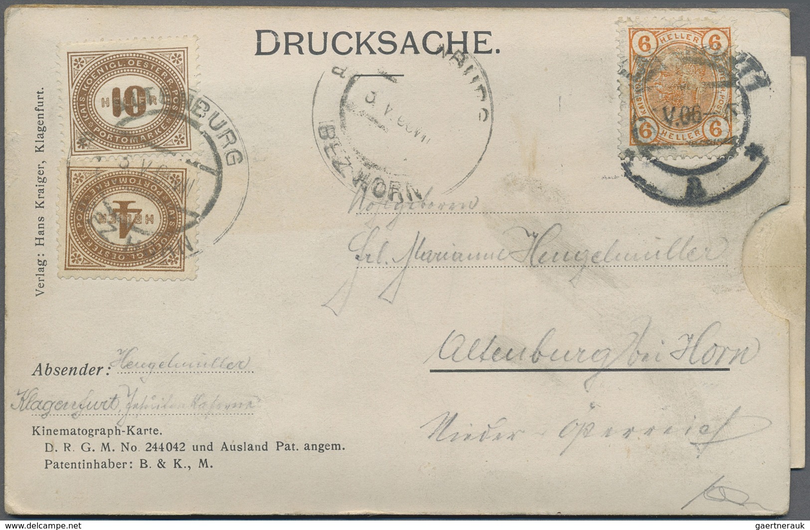 Österreich - Portomarken: 1906, 6 H Dkl'orange Auf Kinematograph-Karte (Leporello) Von Klagenfurt Na - Strafport