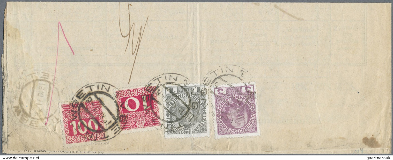Br Österreich - Portomarken: 1911, Bestellschein Für Postanweisungen Aus Wsetin, Die Gesamtsumme Der Zu - Strafport