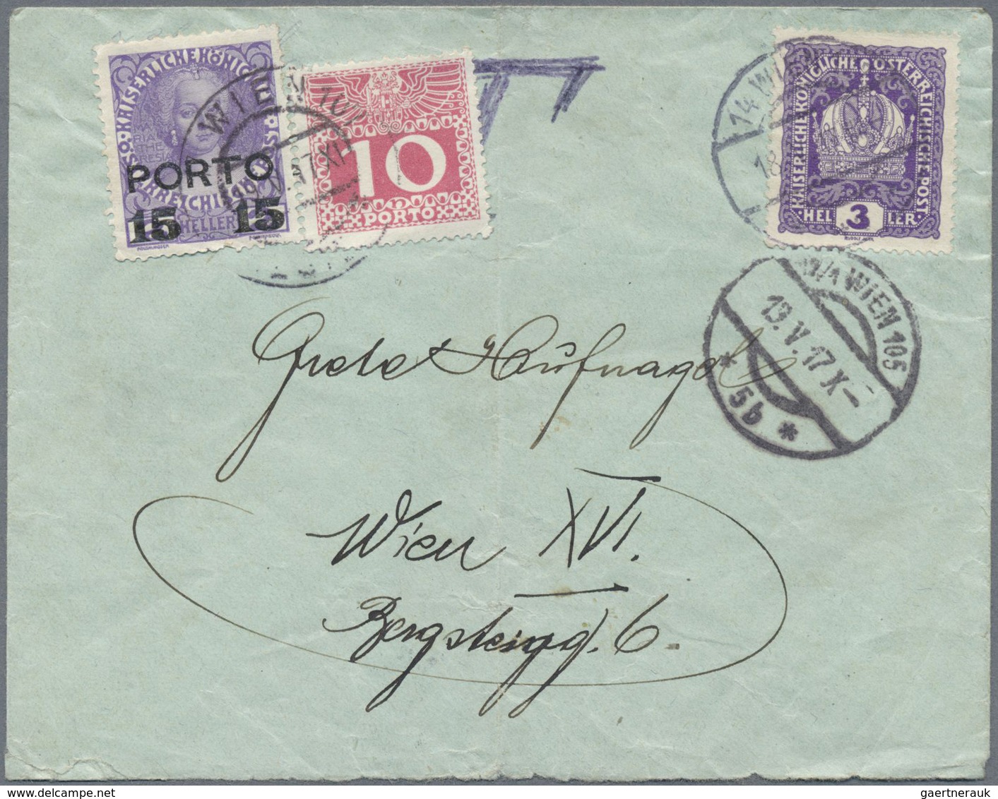 Br Österreich - Portomarken: 1917, 2 Unterfrankierte Briefe Mit NACHPORTO, 1x In Wien Mit 25 H Belegt U - Taxe