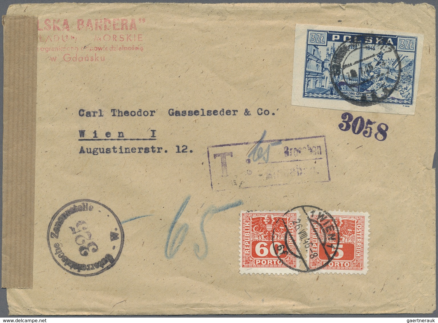 Br Österreich - Portomarken: 1946, Unterfrankierter Brief Aus Polen Nach Wien. Der Empfänger Zahlte Die - Taxe