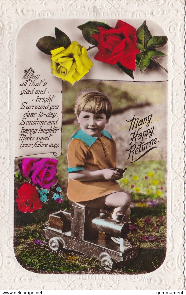 CHILD WITH TOY TRAIN. BIRTHDAY CARD - Games & Toys