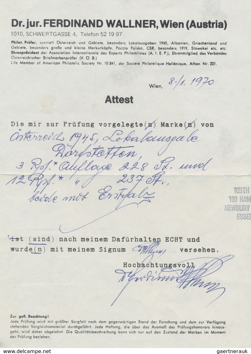 * Österreich - Lokalausgaben 1945 - Dorfstetten: 1945, 1Pfg., 3 Pfg., 4 Pfg. Und 12 Pfg. Mit Handstemp - Other & Unclassified