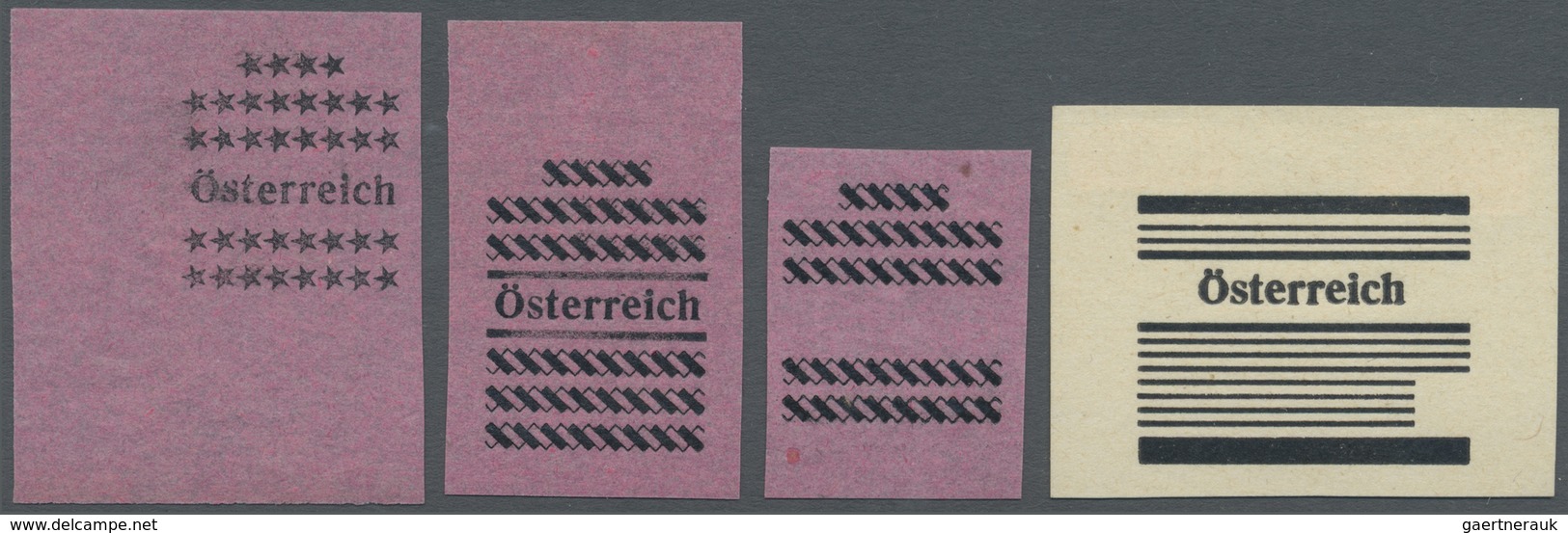 (*) Österreich - Lokalausgaben 1945 - Leoben: 1945, Drei Aufdruck-Andruckproben, Einmal Für Den 1. Versu - Autres & Non Classés