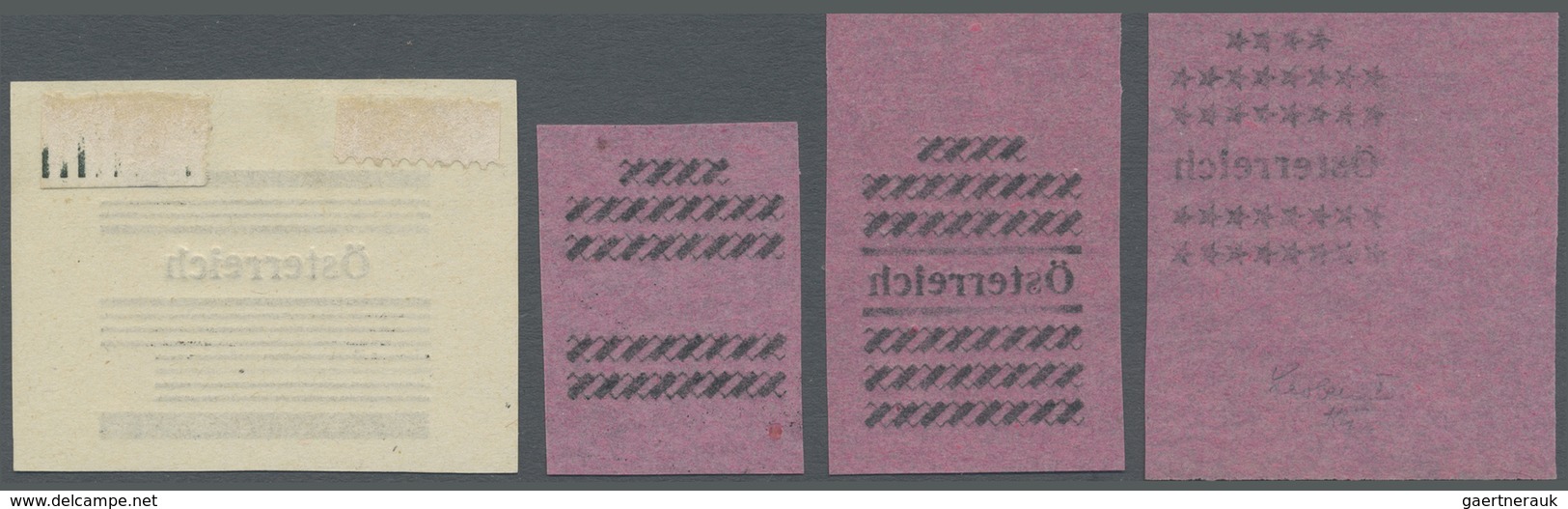 (*) Österreich - Lokalausgaben 1945 - Leoben: 1945, Drei Aufdruck-Andruckproben, Einmal Für Den 1. Versu - Andere & Zonder Classificatie