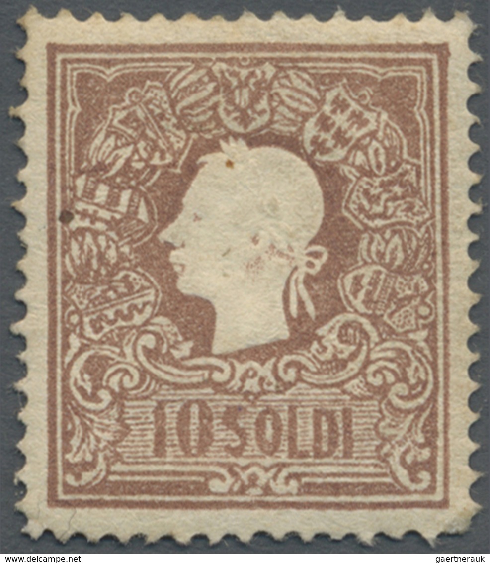 * Österreich - Lombardei Und Venetien: 1858/59: Kaiser Franz Josef, 10 Soldi Lilabraun, Volles Origina - Lombardo-Vénétie