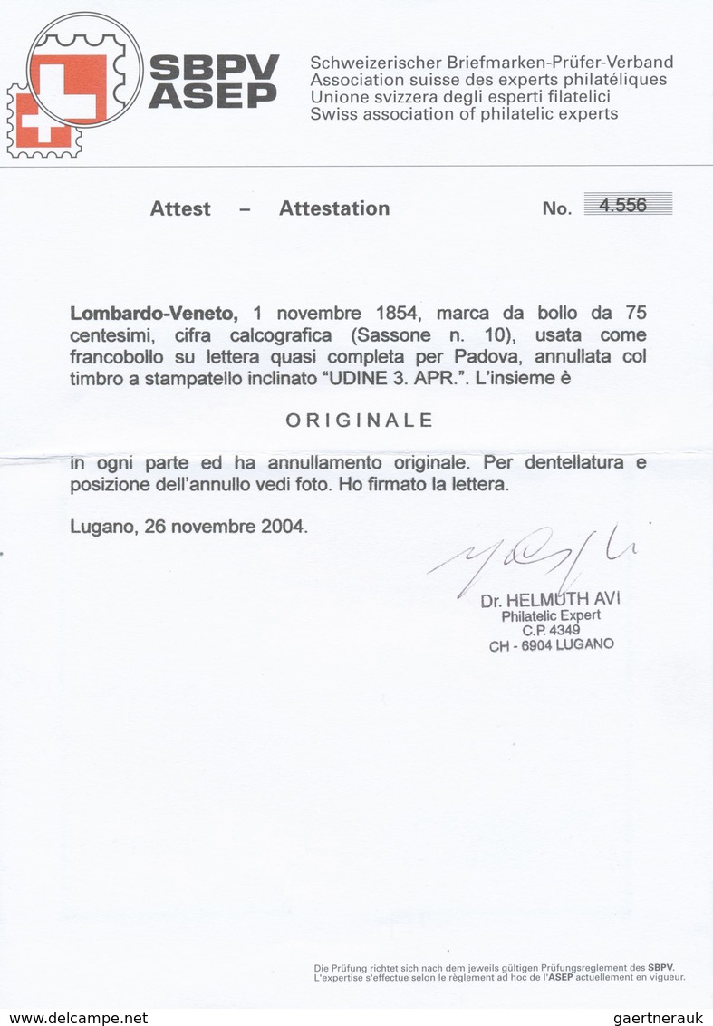 Br Österreich - Lombardei Und Venetien - Stempelmarken: 1854: 75 C Kupferdruck Auf Fast Vollständigem B - Lombardije-Venetië