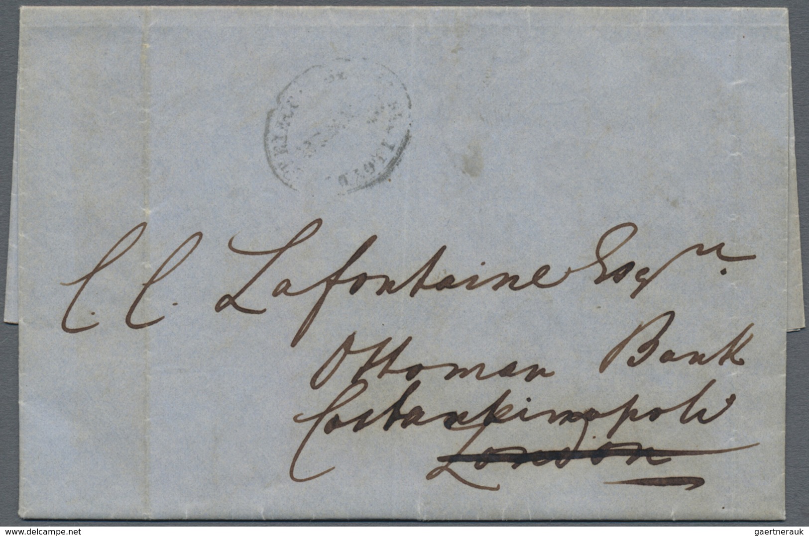 Br Österreichische Post In Der Levante: 1856, Folded Letter From "Canea In Crete 13/4 1856" With Black - Levante-Marken