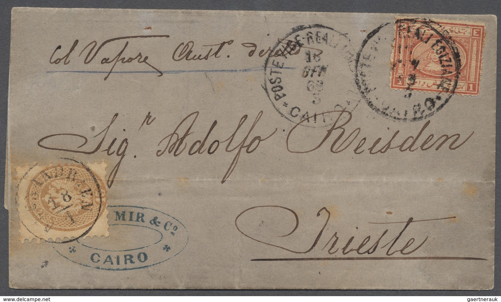 Br Österreichische Post In Der Levante: 1868: 1 Pia. Rot, K1 "POSTE VICE - REALI EGIZIANE CAIRO 18/GEN/ - Eastern Austria