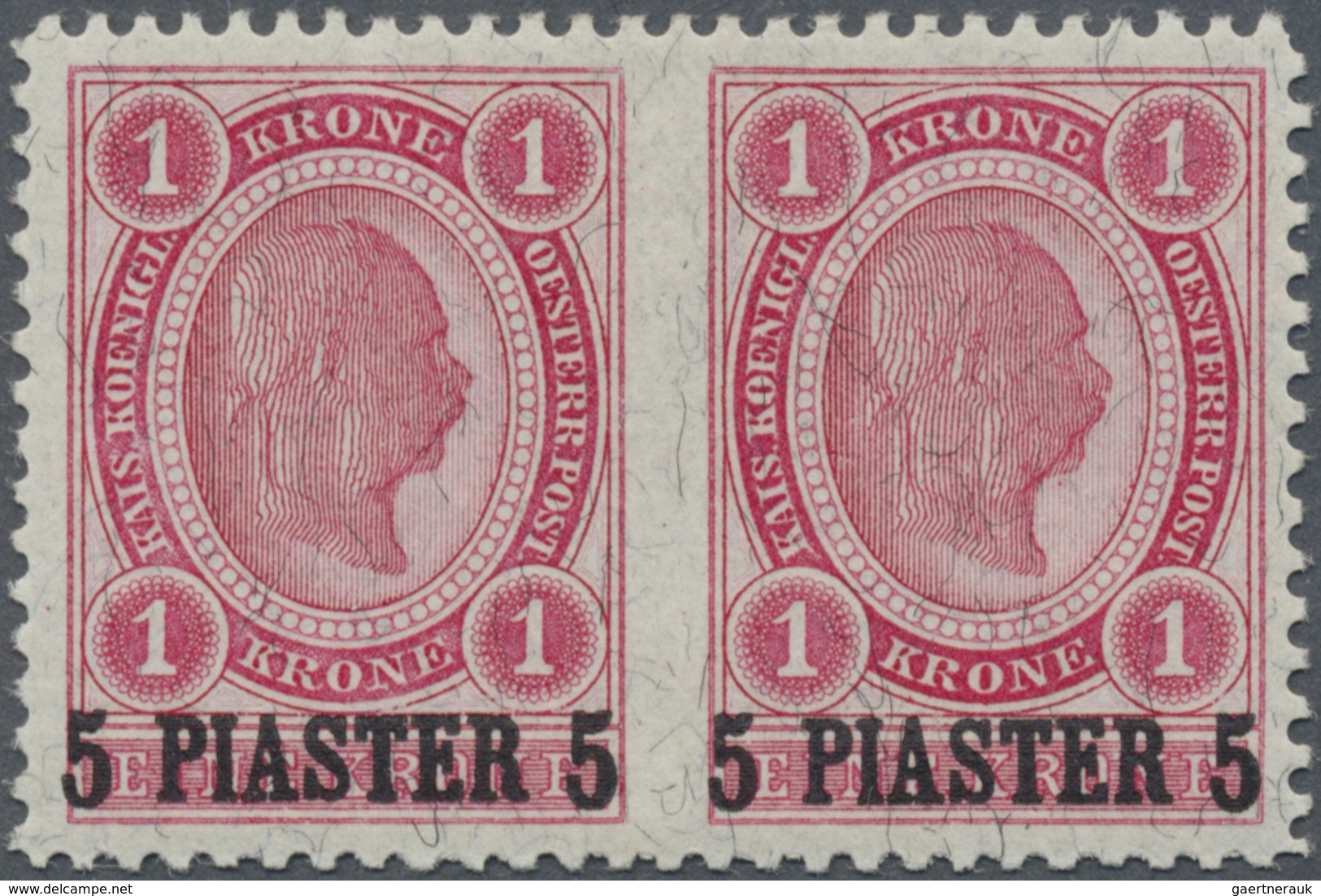 * Österreichische Post In Der Levante: 1900, Freimarken Von Österreich 1 Kr Mit Aufdruck 5 Piaster Im - Levant Autrichien