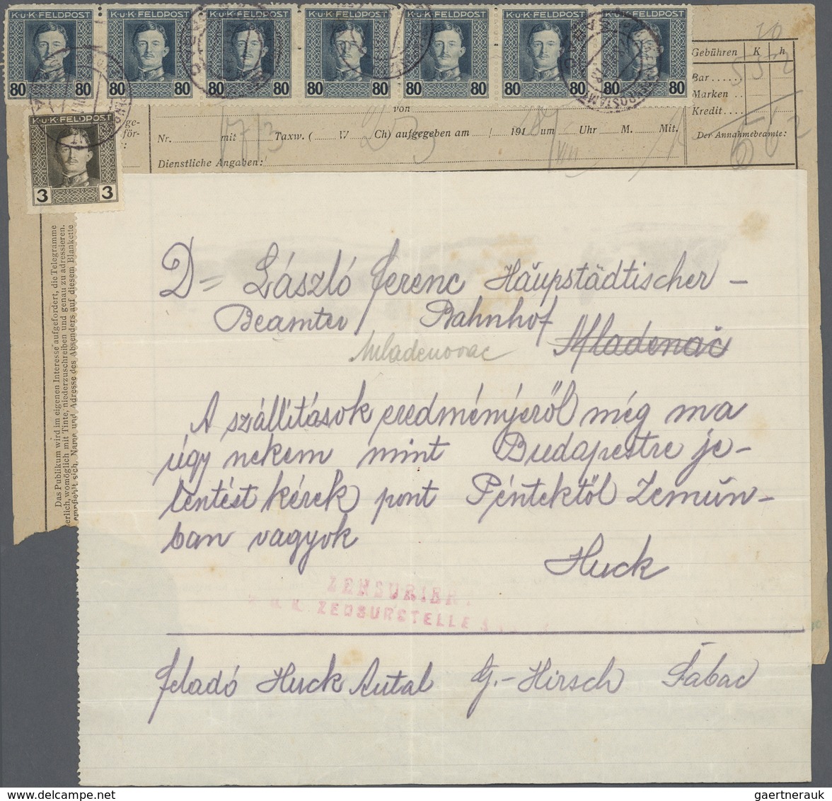 Br Österreichisch-Ungarische Feldpost - Allgemeine Ausgabe: 1918, Zwei Frankierte Telegramme Vom K.u.K. - Autres & Non Classés