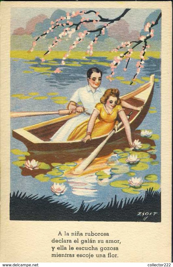 Serie Complete De 5 Cartes Postales Illustrees Par ZSOLT: Couple, Lac, Fleurs (Ref. 114021) - Zsolt