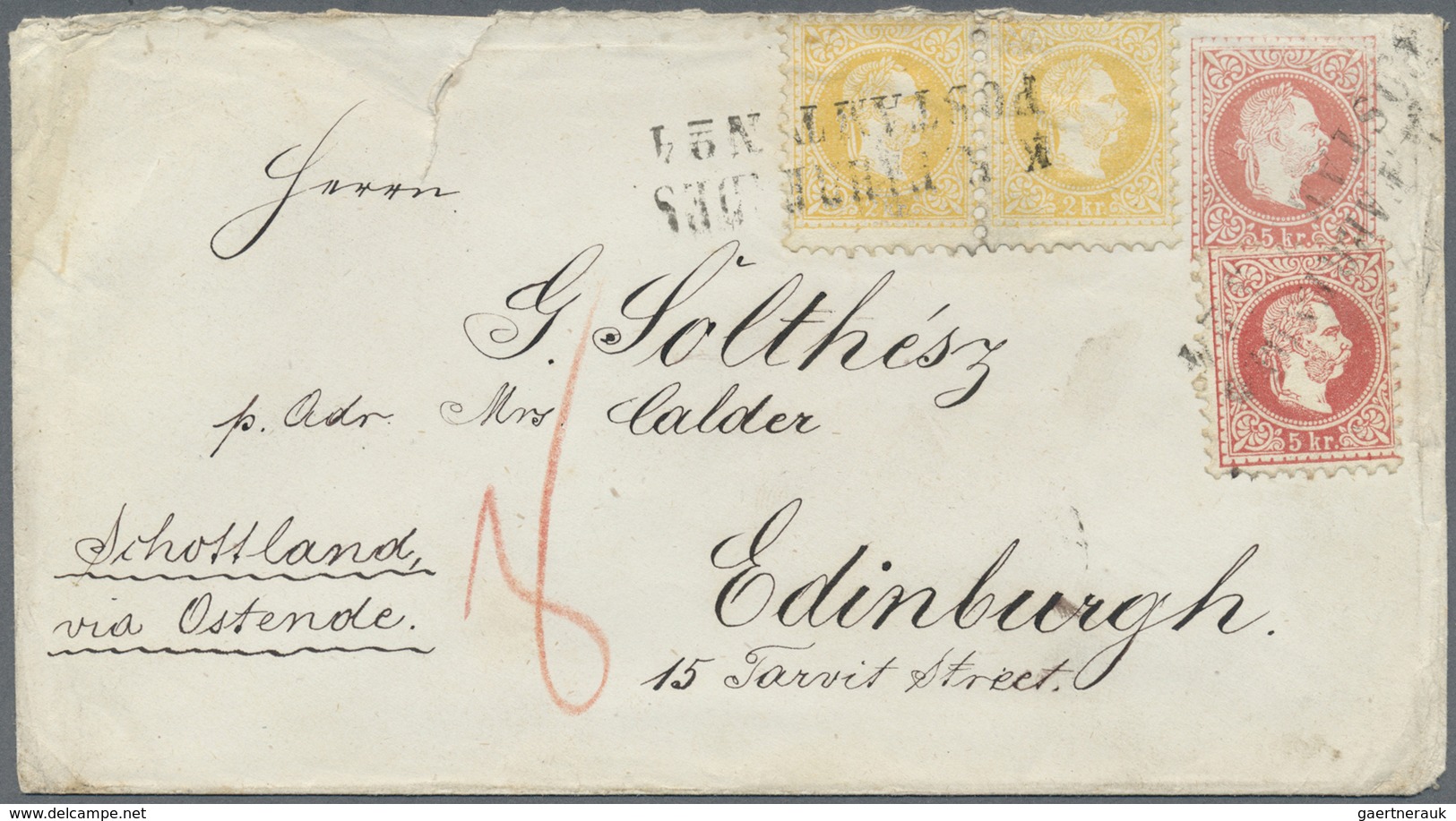 GA Österreich - Ganzsachen: 1867, Franz Joseph Medaillon GA-Umschlag 5 Kr. Rot (oben 2 Cm Risschen) Mit - Autres & Non Classés