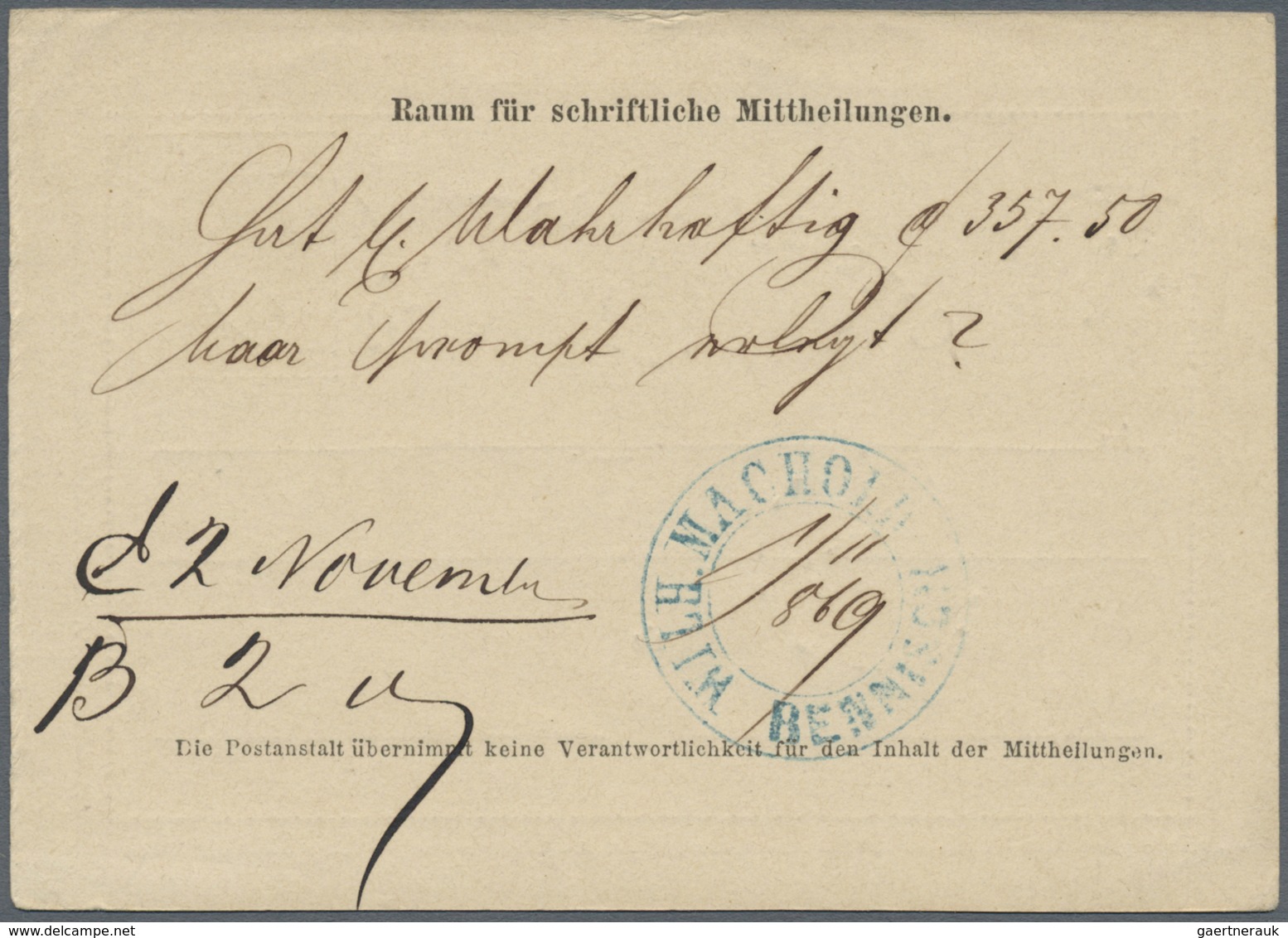 GA Österreich - Ganzsachen: 1869 (1.11.), Correspondenz-Karte 2 Kr. Gelb Mit Fingerhutstempel Von BENNI - Autres & Non Classés