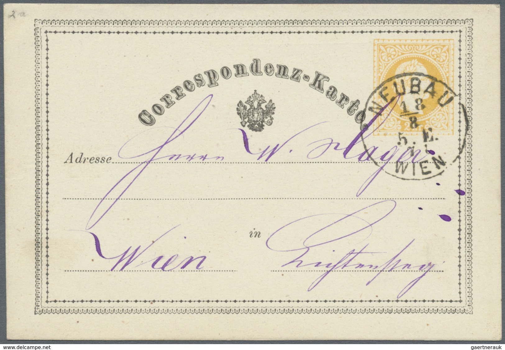 GA Österreich - Ganzsachen: 1870/1872, Fünf Correspondenz-Karten 2 Kr. Gelb In Teils Unterschiedl. Type - Autres & Non Classés