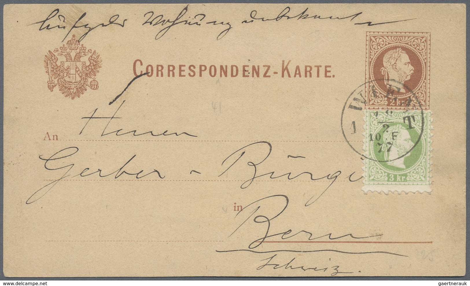 GA Österreich - Ganzsachen: 1877/1883, Fünf Correspondenzkarten 2 Kr. Braun (4 X Deutsch, 1 X Slowen.) - Andere & Zonder Classificatie