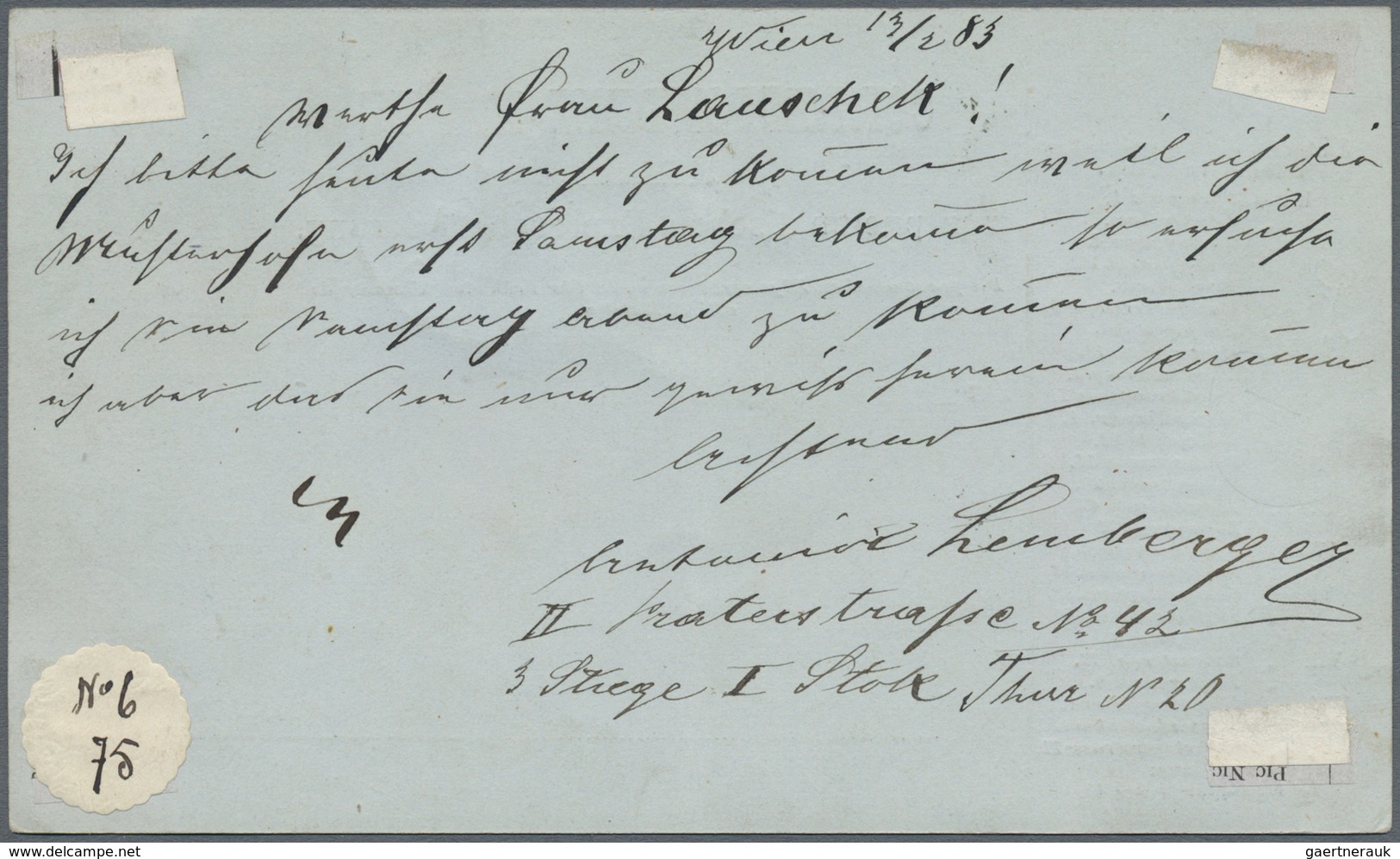 GA Österreich - Ganzsachen: 1883 (13.2.), Corrrespondenz-Karte Zur Pneumatischen Expressbeförderung 10 - Autres & Non Classés