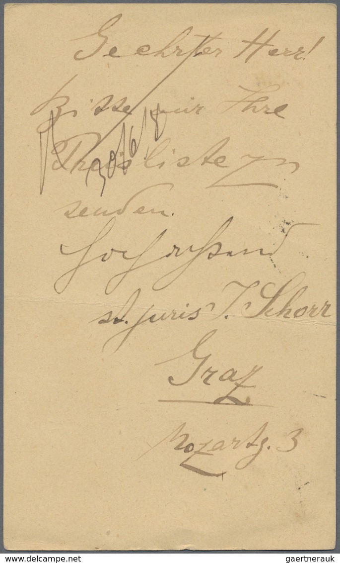 GA Österreich - Ganzsachen: 1887/1888, 5 Kr. Kartenbrief Mit Zusatzfrankatur Von UNG.HRADISCH Und 2 Kr. - Andere & Zonder Classificatie