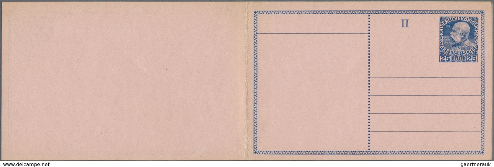 GA Österreich - Ganzsachen: 1908, 25 / 25 H Ultramarin Auf Rosa Rohrpostdoppelkarte Mit SST KARLSBAD PH - Andere & Zonder Classificatie