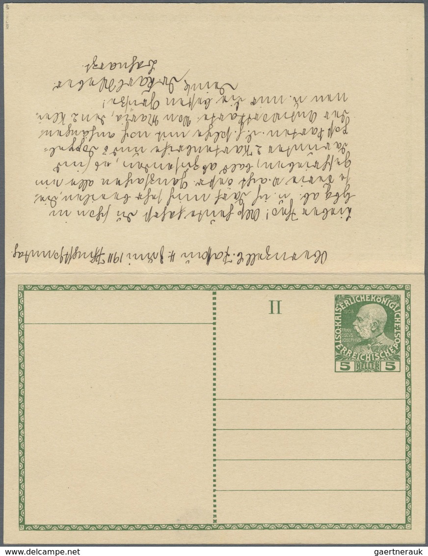 GA Österreich - Ganzsachen: 1908, 5 Heller Grün Franz Joseph Doppel-Ganzsachenkarte Als Einschreiben Mi - Andere & Zonder Classificatie