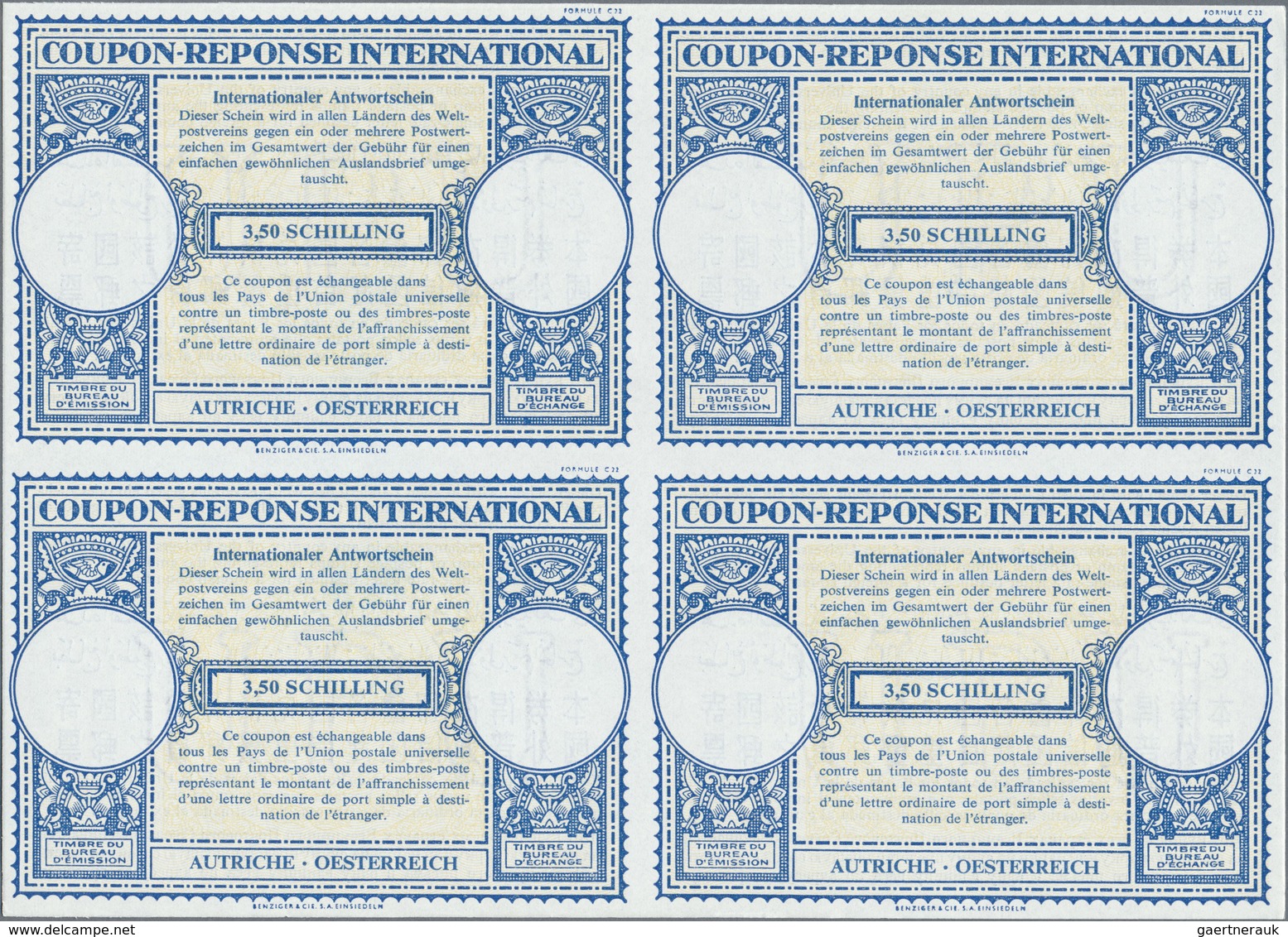 GA Österreich - Ganzsachen: 1958, November. Internationaler Antwortschein "3,50 Schilling" (London-Must - Andere & Zonder Classificatie