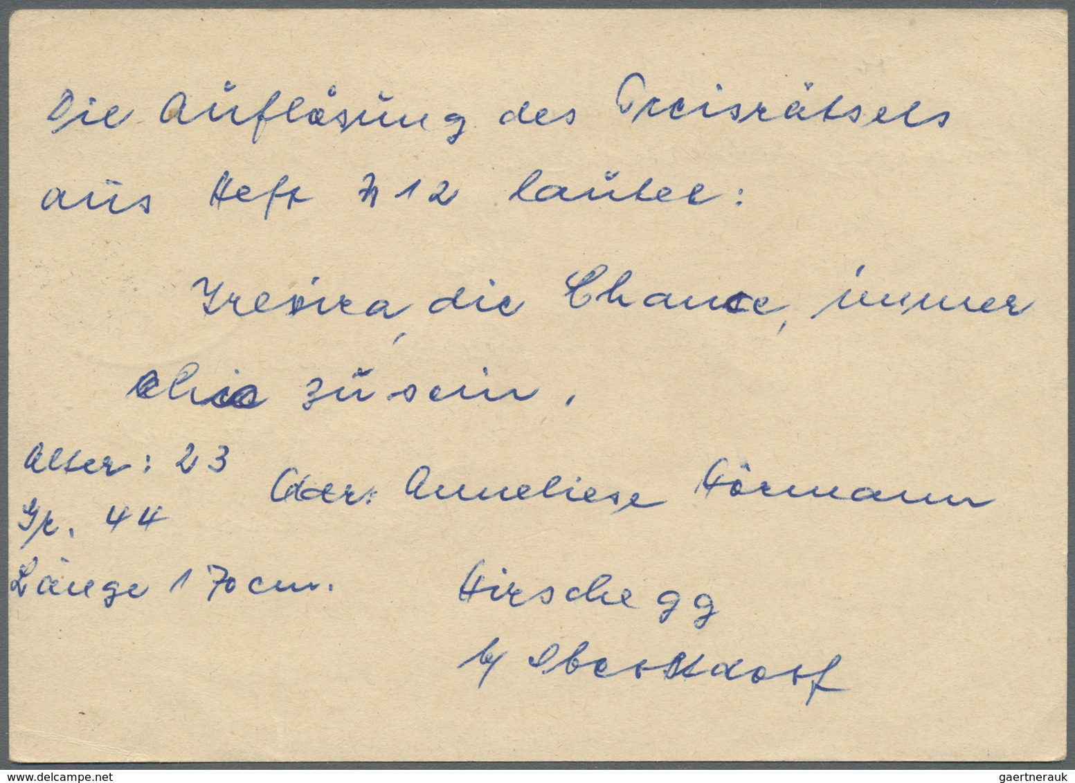 GA Österreich - Ganzsachen: 1959 (17.6.), Postkarte Trachten 60 Gr. Von HIRSCHEGG/KLEINWALSERTAL (Sonde - Autres & Non Classés
