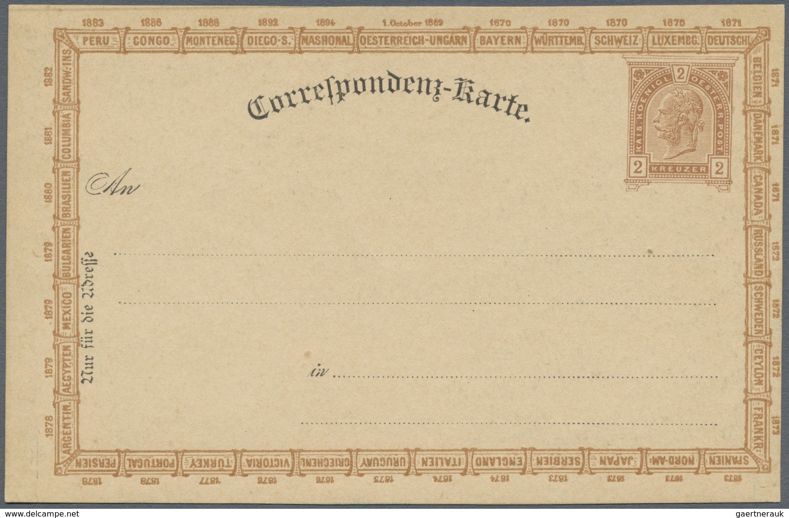 GA Österreich - Privatganzsachen: 1894, Private Correspondenz-Karte 2 Kr. Braun Mit Vs. Zudruck 'Jubilä - Andere & Zonder Classificatie